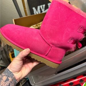 UGG Pink Suede Classic Short Winter Boots